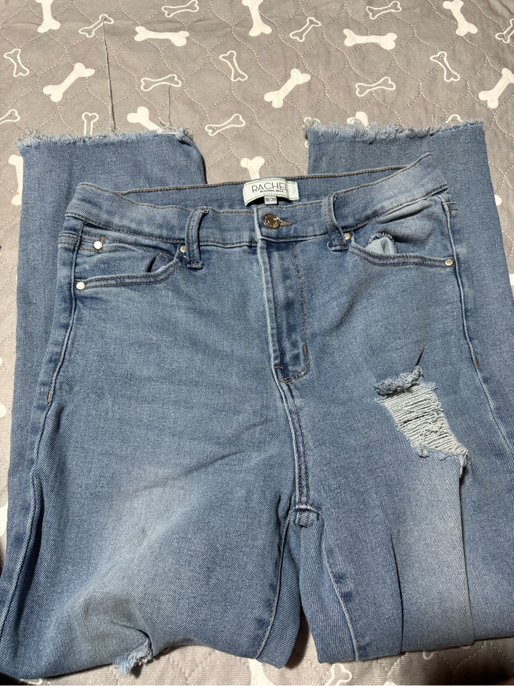 RACHEL Rachel Roy Light Blue High-Rise Distressed Jeans